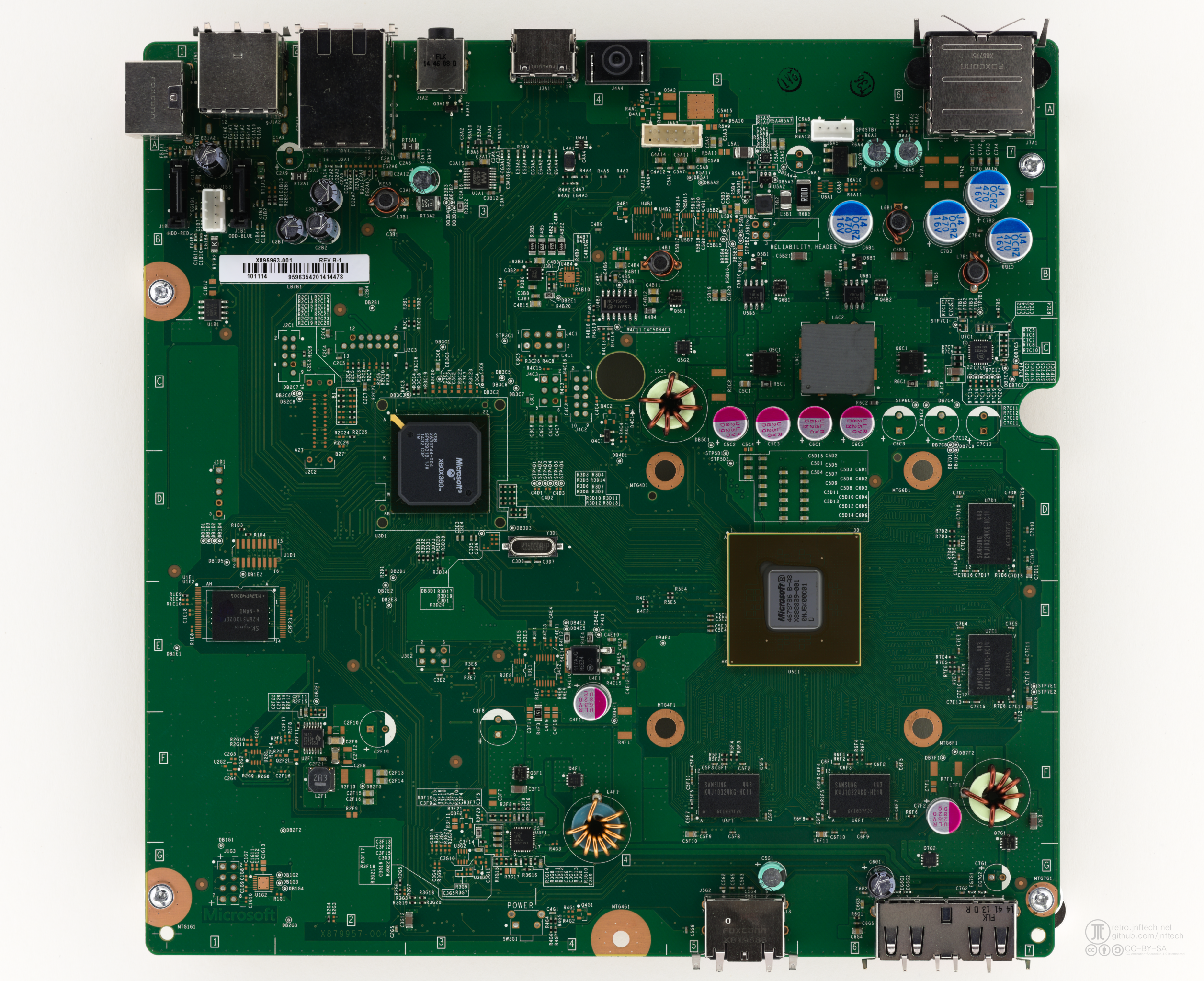 Motherboard demo photo with YOLOv26 component detections